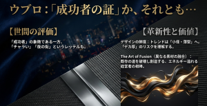 成功者の証かチャラいか ウブロの世間の評価と革新性。デザインの鮮度と破壊と創造のエネルギーについて