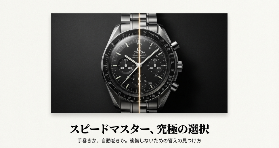 オメガ スピードマスターの手巻き（プロフェッショナル）と自動巻きモデルの比較画像