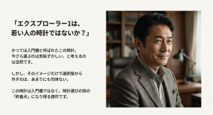 エクスプローラー1は若者の時計ではない 50代男性の時計選び