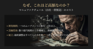 開発期間や設備投資など高級時計の価格差を生む製造工程のコスト