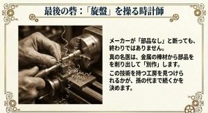 メーカー修理不可でも旋盤で部品を別作して修理する時計職人の技術