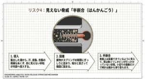 リスク4：見えない脅威である半嵌合。汗や皮脂の侵入による固着状態